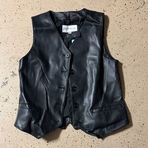 Black Leather Vest by